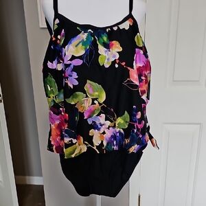 Floral Black One-Piece Swimsuit